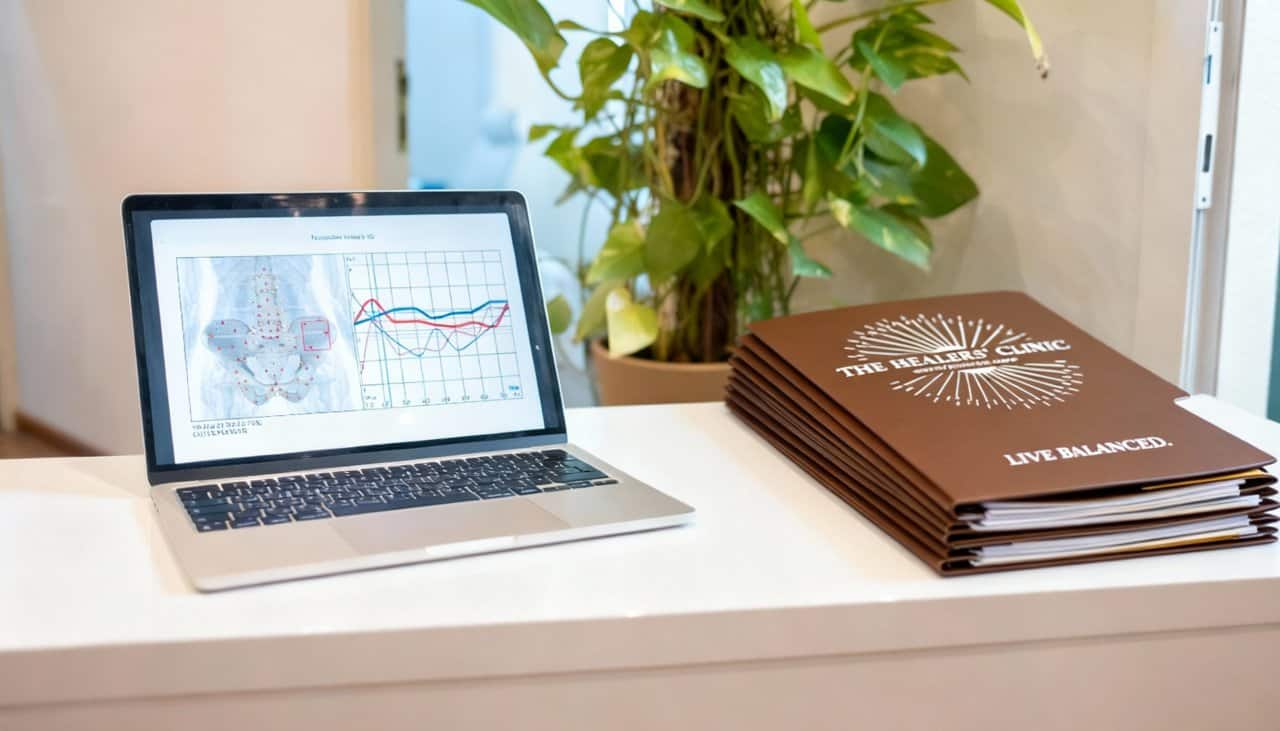 Lab Results Holistic Interpretation Healers Clinic Laptop Data Analysis Wellness - integrative healthcare treatment at Healers Clinic Dubai